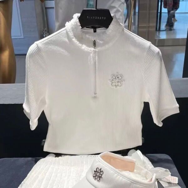 【即発送】ゴルフ レディース セントアンドリュース トップス シャツ 半袖(ホワイト)Sサイズ