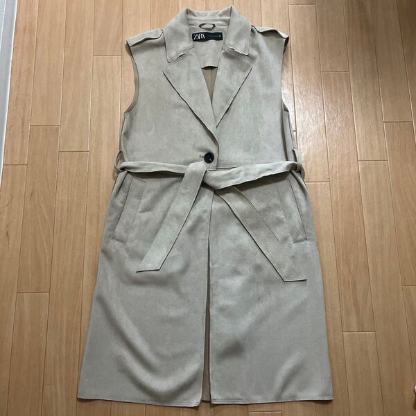 ZARA ノースリーブトレンチコート ベージュ M