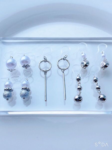 no.653 樹脂フックピアス 5点セット まとめ売り