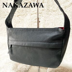【美品】中澤鞄 NAKAZAWA レザーショルダーバッグ ブラック 日本製