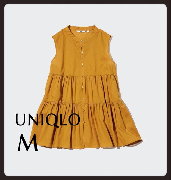 美品 ユニクロ ノースリーブ チュニック ティアード ギャザー UNIQLO Mサイズ