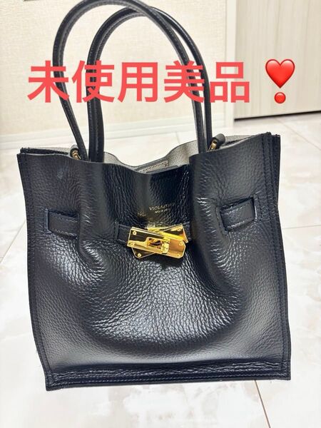 VIOLAd'ORO ヴィオラドーロ 2WAYバッグ レザー ブラック トートバッグ ショルダーバッグ