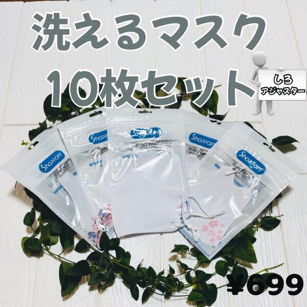 即購入可 新品未使用 洗える マスク アジャスター付き 白色 10枚セット