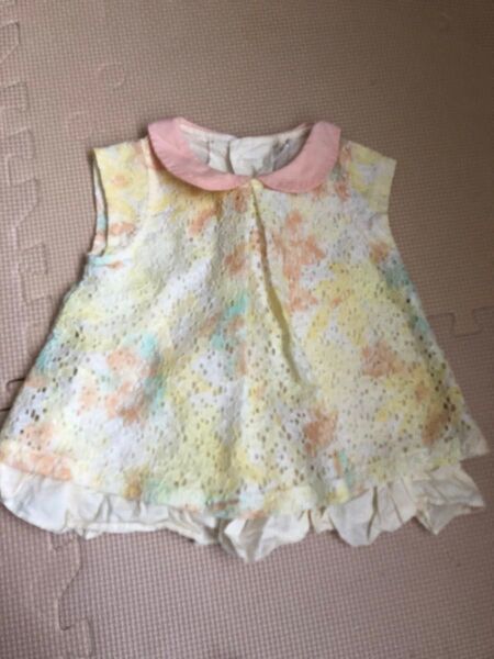 センスオブワンダー カットソー トップス 80 レース 黄色 オレンジ 女の子 お花 返品不可 チュニック