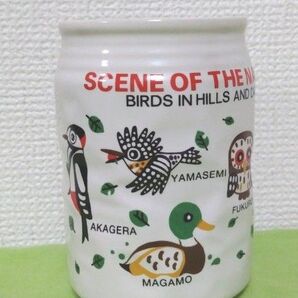 カワセミ 山野鳥 缶ジューススタイル コップ えんぴつ立て 湯のみ 陶器 信濃路
