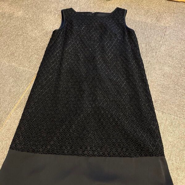 untitled アンタイトル黒 ノースリーブ ロングワンピース ラメ入り ノースリーブワンピース ブラック