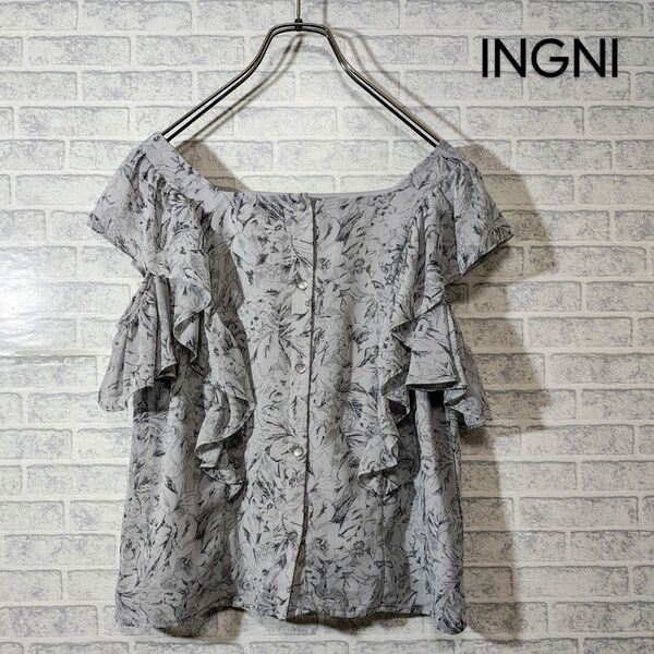 INGNI ブラウス 花柄 フロントボタン フリル Mサイズ