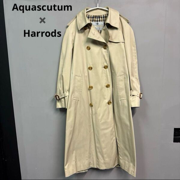 稀少 Harrods アクアスキュータム トレンチコート ベージュ Aqua5