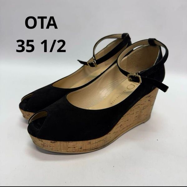 オタ OTA パンプス 35 1/2 22.5 ウエッジソール ブラック 黒
