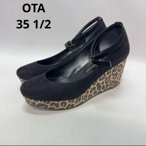 オタ OTA パンプス 35 1/2 22.5 ウエッジソール ブラック 黒