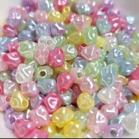 【20g180円】パールパステルカラー 多角 バロック アクリルビーズ ストラップ リース