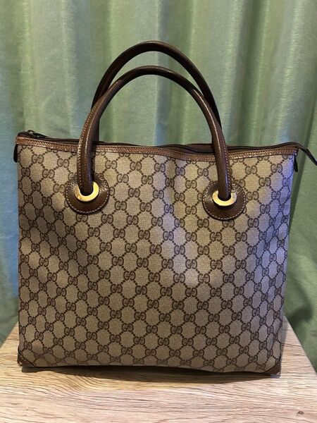 GUCCI オールドグッチ ハンドバッグ GG柄 ブラウン