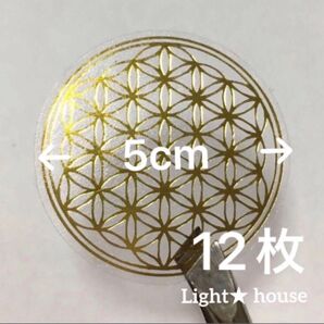 5cm 金色のフラワーオブライフ エナジーシール 12枚