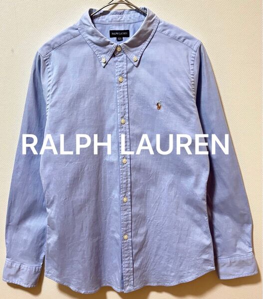 RALPH LAUREN ラルフローレン カラーポニー刺繍ロゴ 無地長袖シャツ ボタンダウンシャツ 状態良好