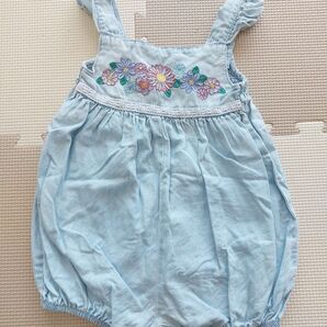 コアラベビー ロンパース カバーオール オーバーオール 60 70 刺繍 デニム サロペット ベビー服 女の子