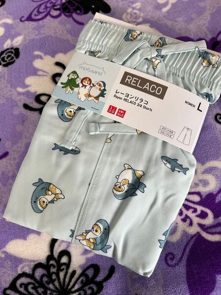 mofusand レーヨンリラコ ユニクロ コラボ サメにゃん モフサンド ブルー ルームウェア UNIQLO Lサイズ