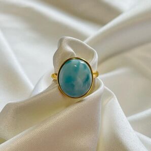 新品 パワーストーンSilver925癒やしの石 ラリマー オーバル 指輪リング
