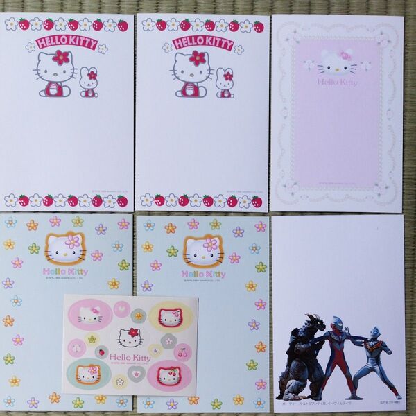 キティ 絵入りはがき 5枚とウルトラマン絵入りはがき1枚 キティちゃんシール付き 未使用品