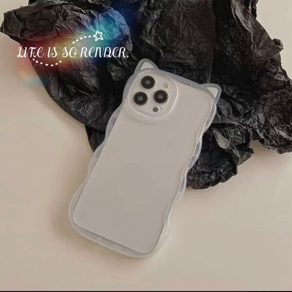 Phoneケース13 白 TPU 韓国 可愛い うねうね ホワイト