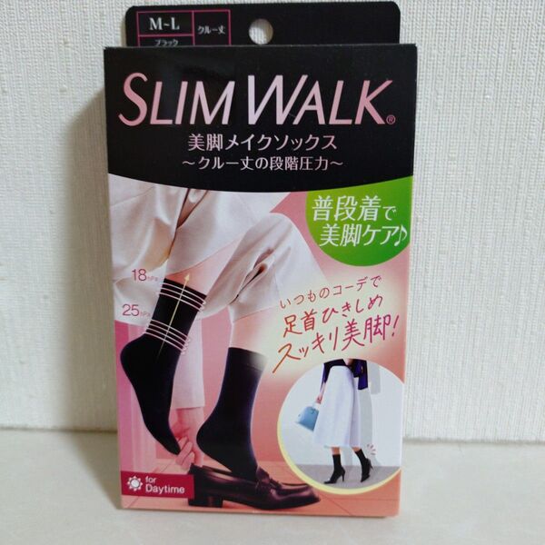 SLIM WALK 美脚メイクソックス M-L ブラック クルー丈