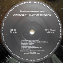 【LP】JON ROSE - The Art Of Mutation【自作改造ヴァイオリン/インプロ/1987年】_画像5