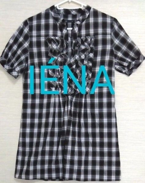 ●最終価格●【IENA☆イエナ】コットン100% チェック柄半袖プルオーバー ロング丈 ブラック系 F 日本製