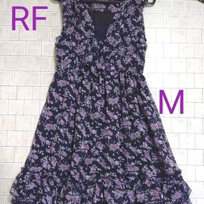 ●最終価格●【RF rosyfuture☆アールエフ】カシュクールワンピース フリル ネイビー &パープル 洗濯済 M