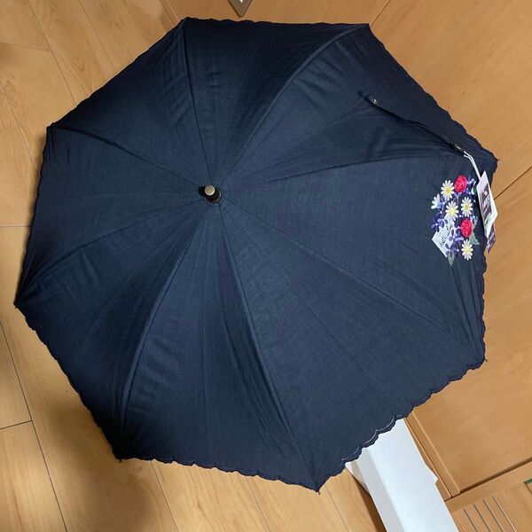 傘 日傘 晴雨兼用 パラソル 1級遮光 LULU GUINNESS ルルギネス タグ付 ネイビー紺色 日除 プチパラ