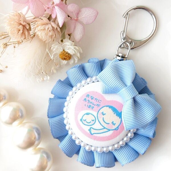 マタニティロゼット petit フレンチブルー×スカイブルー マタニティマーク 両面マタニティマーク