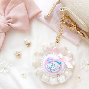 【両面仕様可】きらきらチュールマタニティロゼット シャンパン×ベビーピンク マタニティマーク 両面マタニティマーク