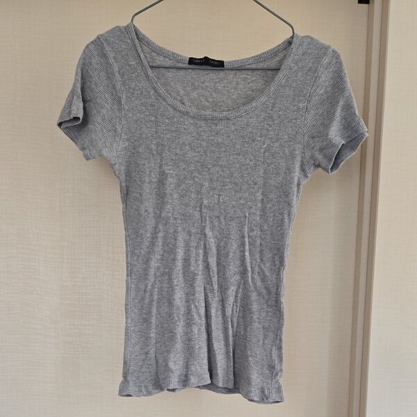 Tシャツ グレー タイト 無地 古着