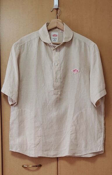 DANTON ラウンドカラー ,プルオーバーシャツ, リネン, 麻, 半袖シャツ ,ベージュ サイズ 42