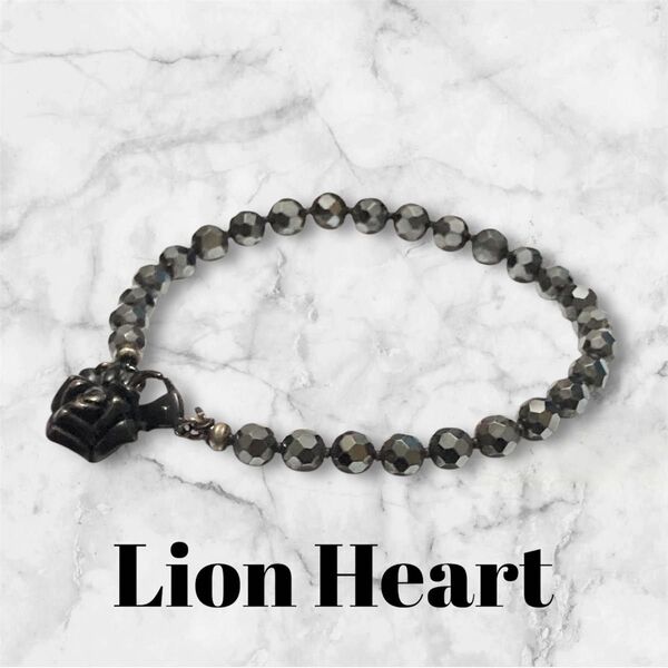 Lion Heart ブラックビーズ ローズ ブレスレット シルバー925