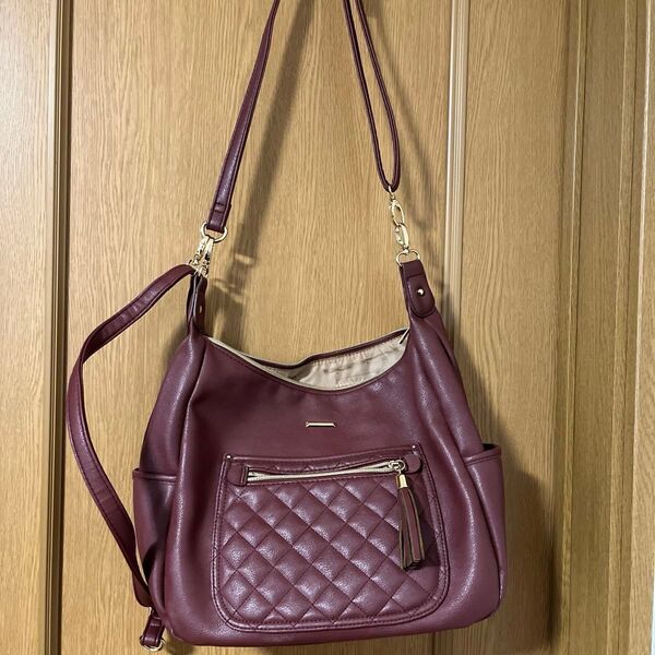 2way バッグ ショルダーバッグ リュック ボルドー レディース
