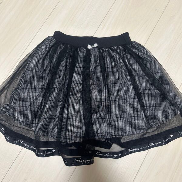 チュール レース スカート 女の子 120センチ 120cm チェック インナー付き