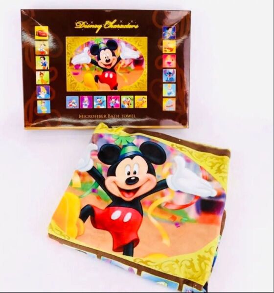 ディズニー バスタオル マイクロファイバー ミッキー 読売新聞 ノベルティ ブラウン Disney ドナルド ミニー プリンセス