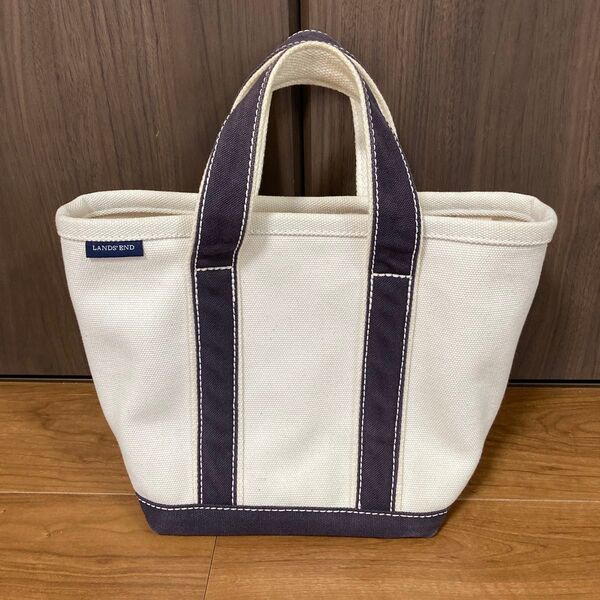 LANDS' END ランズエンド トートバッグ キャンバス ホワイト ネイビー