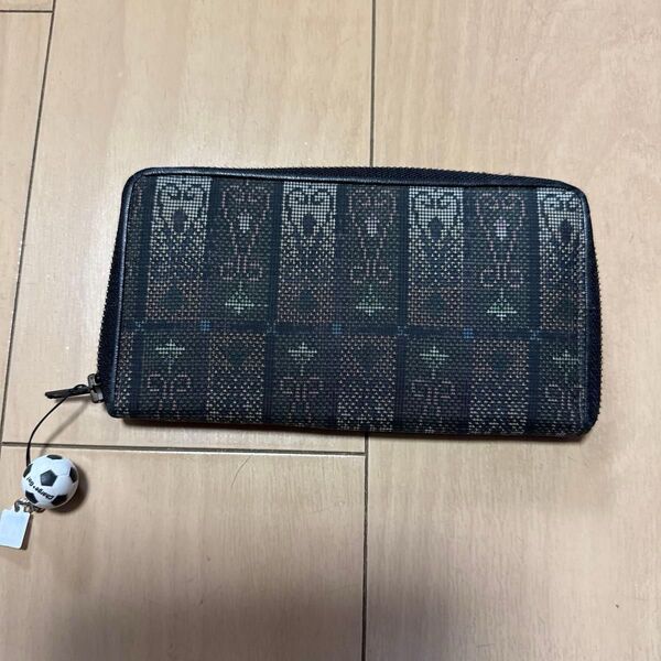 長財布 ラウンドファスナー 総柄 黒 ブラック メンズ レディース 北海道の民芸品