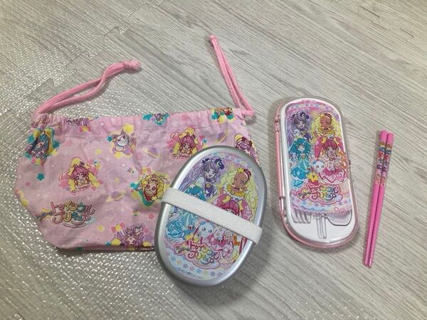 お弁当箱 トゥインクルプリキュア アルミ ランチボックス スプーンセット フォーク 箸 巾着袋