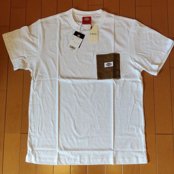 <Dickies別注>★新品★coen×Dickies コラボTシャツ ポケT 白 ポケットTシャツ ディッキーズ
