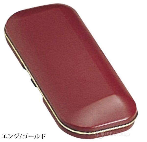 メガネケース Lサイズ 眼鏡ケース プラスチック ハードタイプ レトロ エンジ&ゴールド プラス500円で