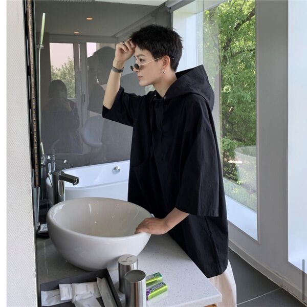 夏服 メンズ シャツ 半袖 黒 2XL (XXL・3L) カジュアル おしゃれ 大きいサイズ 薄手