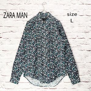【美品】ザラ ZARA MAN 花柄長袖シャツ