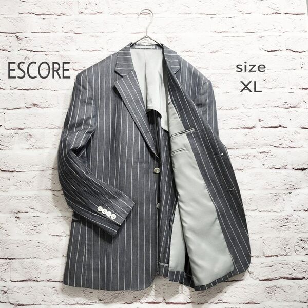 【美品】日本製 ESCORE リネン混 テーラードジャケット 楊柳生地