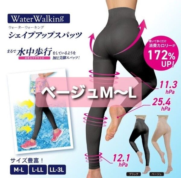 ☆新品☆ ウォーターウォーキングシェイプアップスパッツ 着圧スパッツ 骨盤矯正 補正下着 加圧スパッツ ベージュのみ M~L