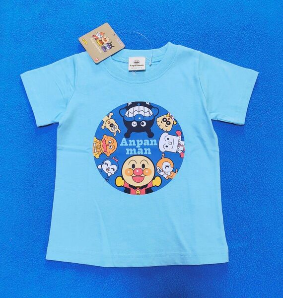95cm 新品 アンパンマン 輪になって柄半袖Tシャツ ブルー