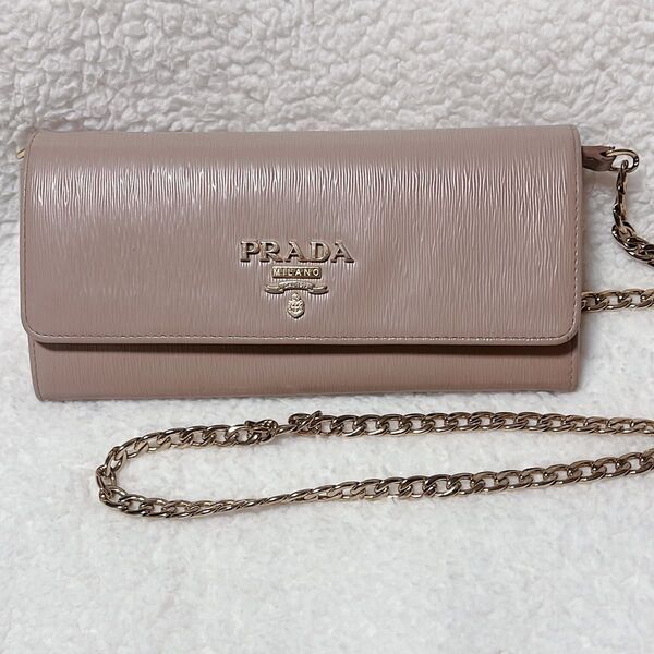 PRADA プラダ チェーンウォレット ショルダーバッグ チェーン レザー 長財布