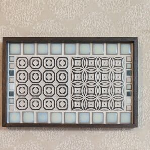 バティック柄タイル(黒)のトレー(大)