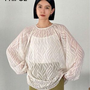 新品未使用 FRIFUL リーフ柄ブラウス ホワイト シースルー