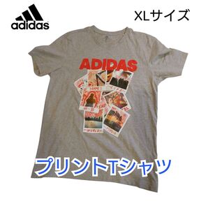 【古着美品】adidas アディダス プリントTシャツ グレー